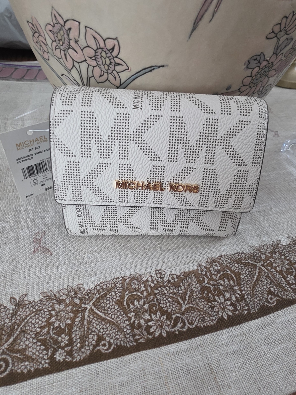 MICHAEL KORS Jet Set Logo Small Wallet - Vanilla